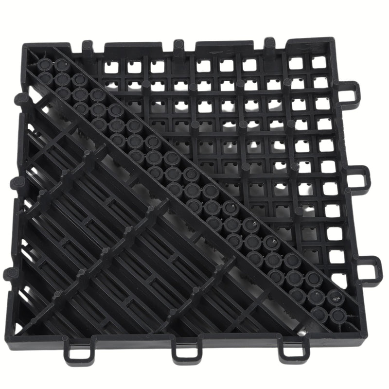 Alfombras comerciales de entrada para polvo Alfombrilla Modular Exterior  15x15cm con Cepillos de Limpieza y Sistema de Encaje Color Negro. ( parte central)