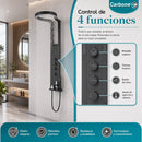 Ducha Negra Tipo Cascada con Cabezal Anillo 40 cm. Panel de Ducha de Acero Inoxidable con Hidromasaje y Mezclador Multifunción. Negra