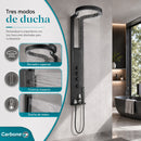 Ducha Negra Tipo Cascada con Cabezal Anillo 40 cm. Panel de Ducha de Acero Inoxidable con Hidromasaje y Mezclador Multifunción. Negra