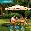 Sombrilla de Patio 2.7 M Parasol con Brazo Lateral Ajustable y Base agua Reforzada para Exteriores. Color Beige Paraguas para jardín UPF50+. Color beige.