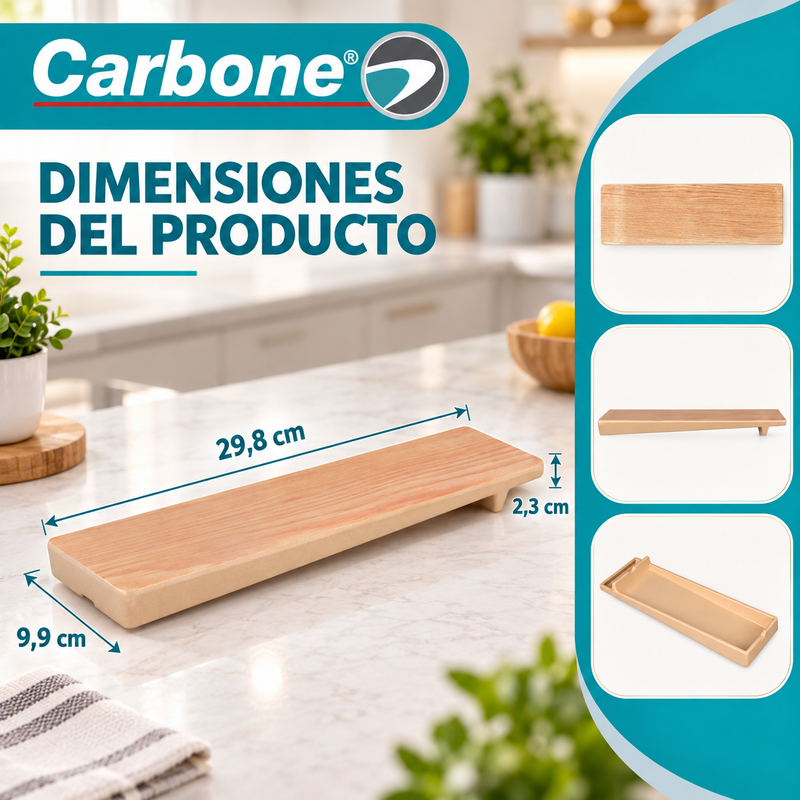 Bandeja Rectangular para Aperitivos de 29.8cm. Tabla para Quesos y Boquitas para Hogar, Restaurante, Cafetería y Hotel (11.7")
