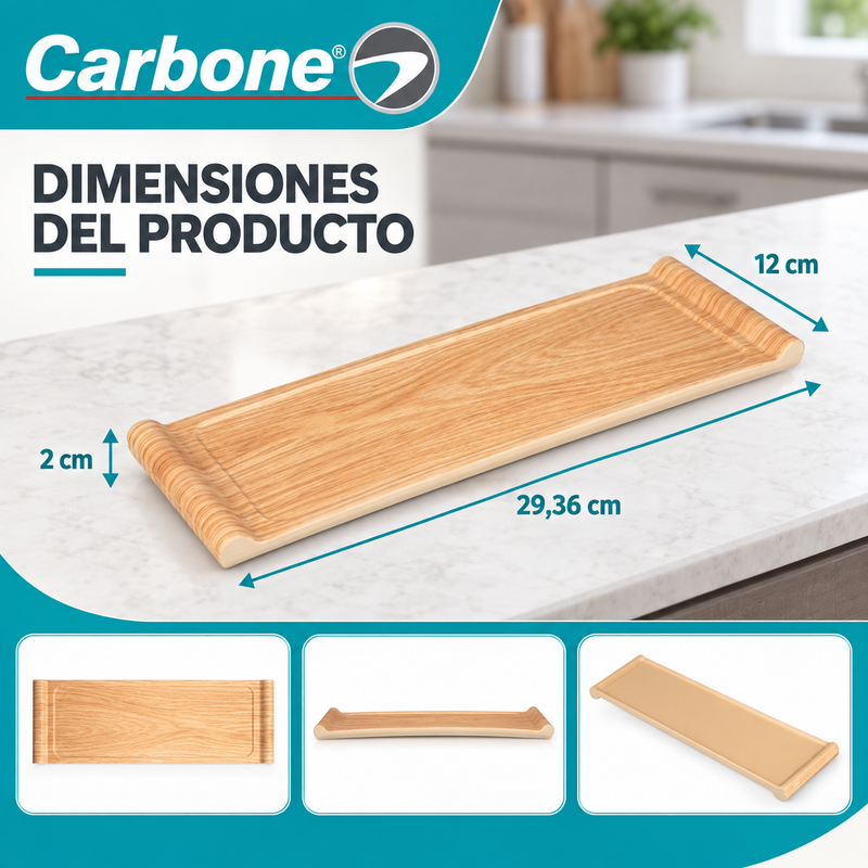 Bandeja Rectangular para Aperitivos de 29.4cm. Tabla de Madera para Quesos y Boquitas para Hogar, Restaurante, Cafetería y Hotel (11.6")