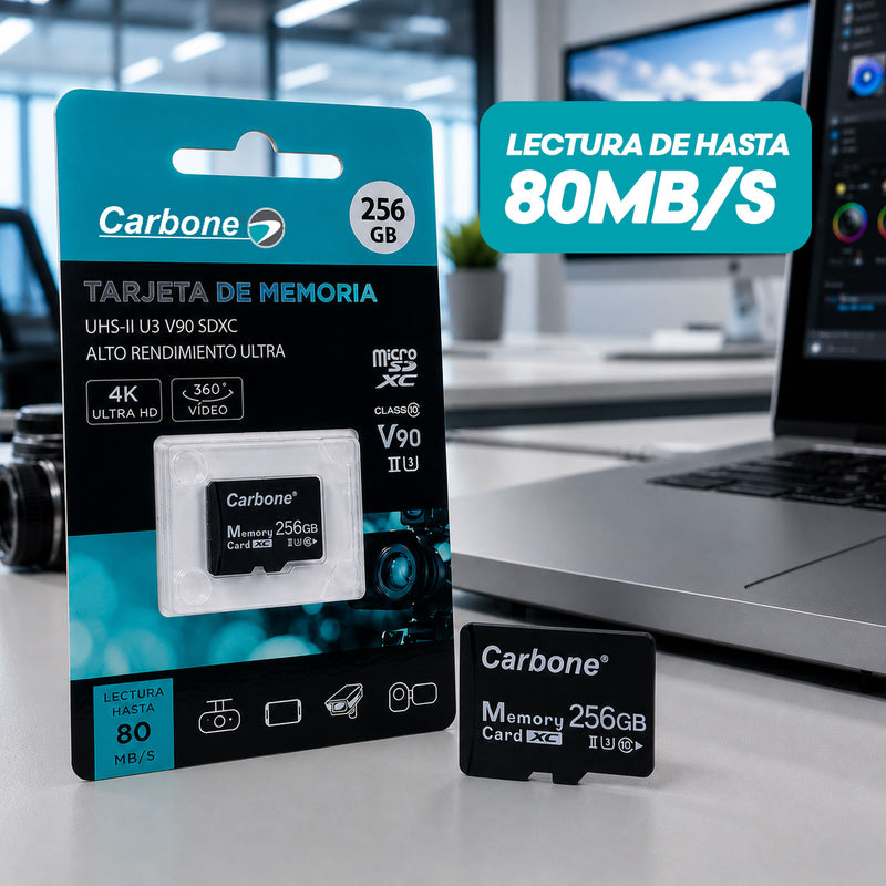 Tarjeta De Memoria microSD 256 GB. Compatible Con 4K Ultra HD Para Cámaras De Seguridad, Dash Cam, Celular Y Tablet.