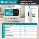 Protector De Voltaje 120V 50/60Hz.Corriente 10A con 3 Tomas. Ideal Para Electrodomésticos y Equipos Electrónicos con Retardo 180 Seg (3Min)