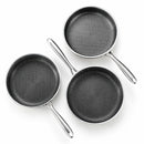 Sartenes Antiadherentes Con Panal De Abeja. Set De 3 Piezas (24-26-28Cm). Acero Inoxidable.