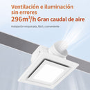 Extractor de aire para Baño con LED 8” Cuadrado con 3 Tonos de Luz y Ventilador Integrado 170m³/h. Panel Extractor para Techo. Color Blanco