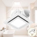 Extractor de aire para Baño con LED 8” Cuadrado con 3 Tonos de Luz y Ventilador Integrado 170m³/h. Panel Extractor para Techo. Color Blanco
