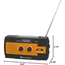 Radio Solar Recargable de Emergencia AM FM WB con Linterna LED SOS Power Bank 4000mAh y Manivela para Camping Apagones. Color Naranja