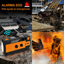 Radio Solar Recargable de Emergencia AM FM WB con Linterna LED SOS Power Bank 4000mAh y Manivela para Camping Apagones. Color Naranja