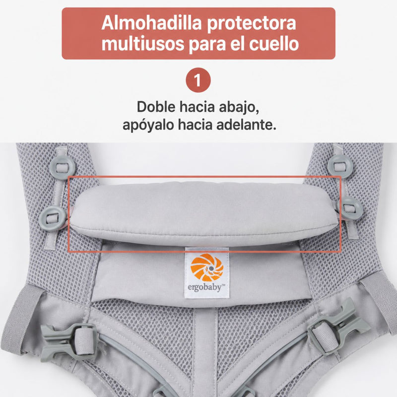 Canguro Porta Bebé Ergonómico Ajustable 4 Posiciones. Mochila Portabebé con Soporte Lumbar y Capucha Oculta. Color Gris