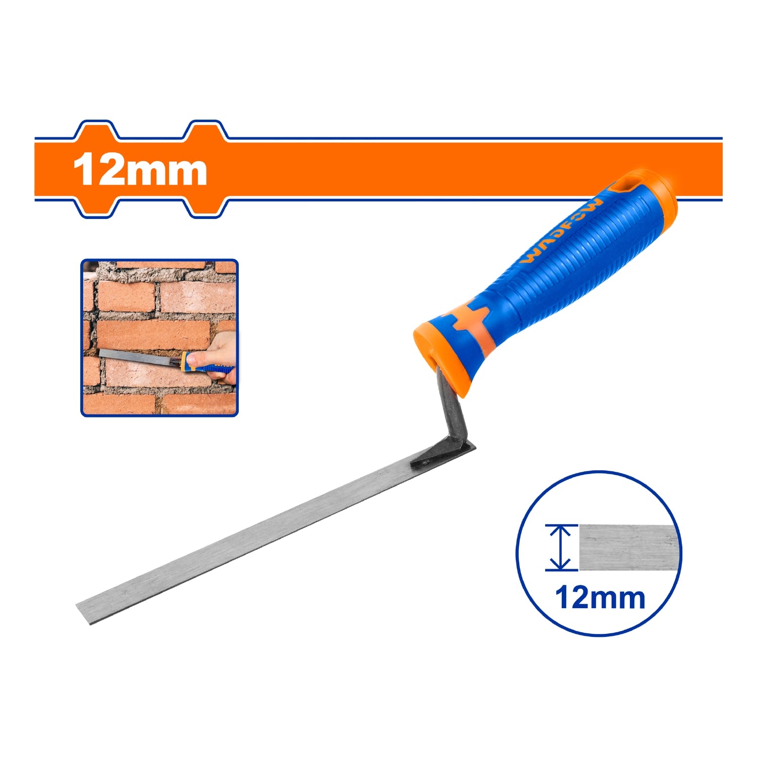 Paleta de Punta para Albañil 12mm Espesor: 1. 2mm Mango Plástico. Ideal para relleno entre Ladrillos.