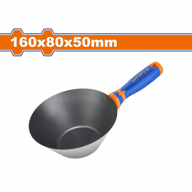 Tazón Bowl para mezcla de Concreto yeso 160x80x50mm Acero A3 con Mango ergonómico. Recipiente para repello Cemento.