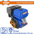 Motor a gasolina 15HP 4 tiempos 25.4mm Q Type 420cc 26Nm Aviso de nivel bajo de aceite.