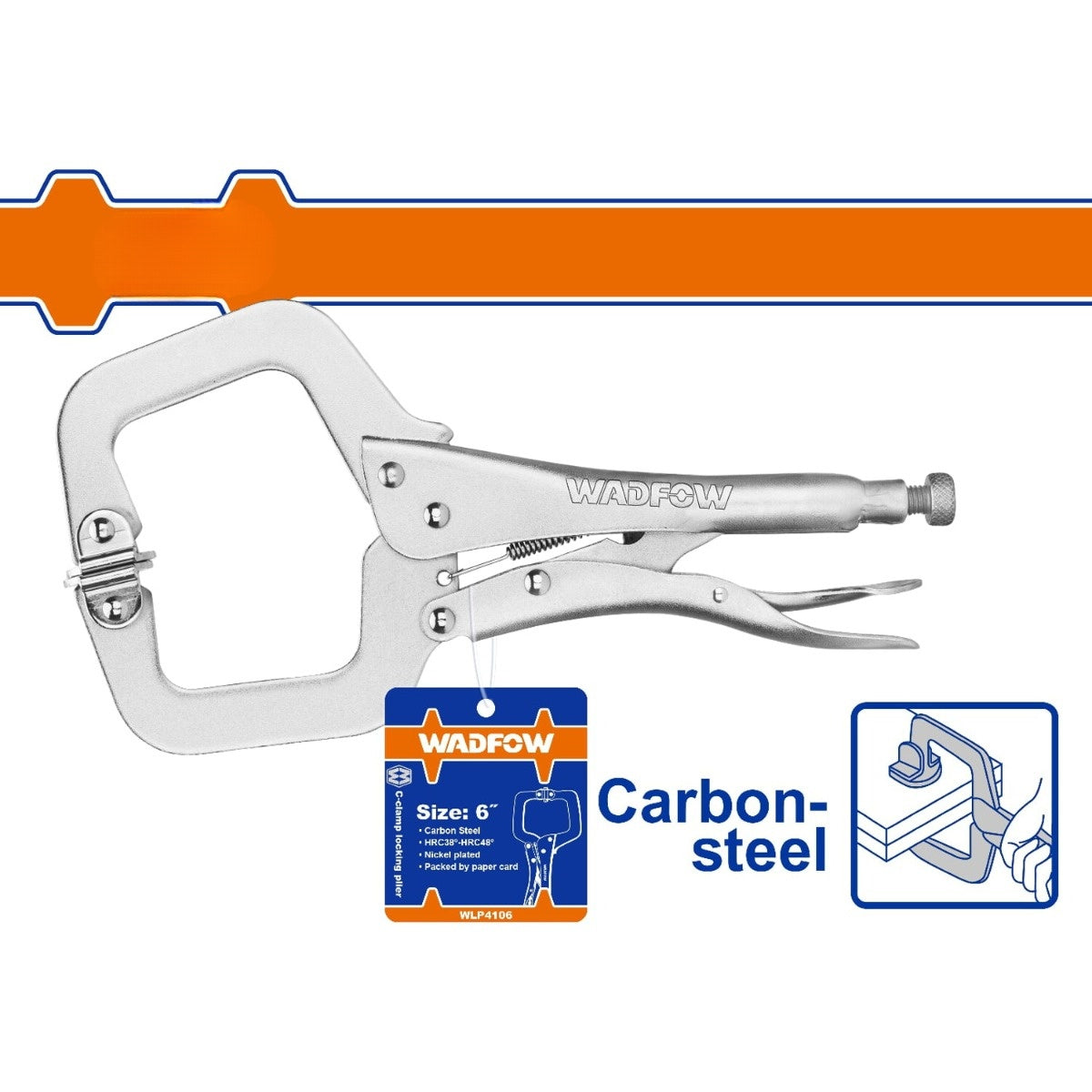 Alicates de presión Tipo C abrazadera con anillo de amarre  HRC38° - HRC48° Acabado niquelado