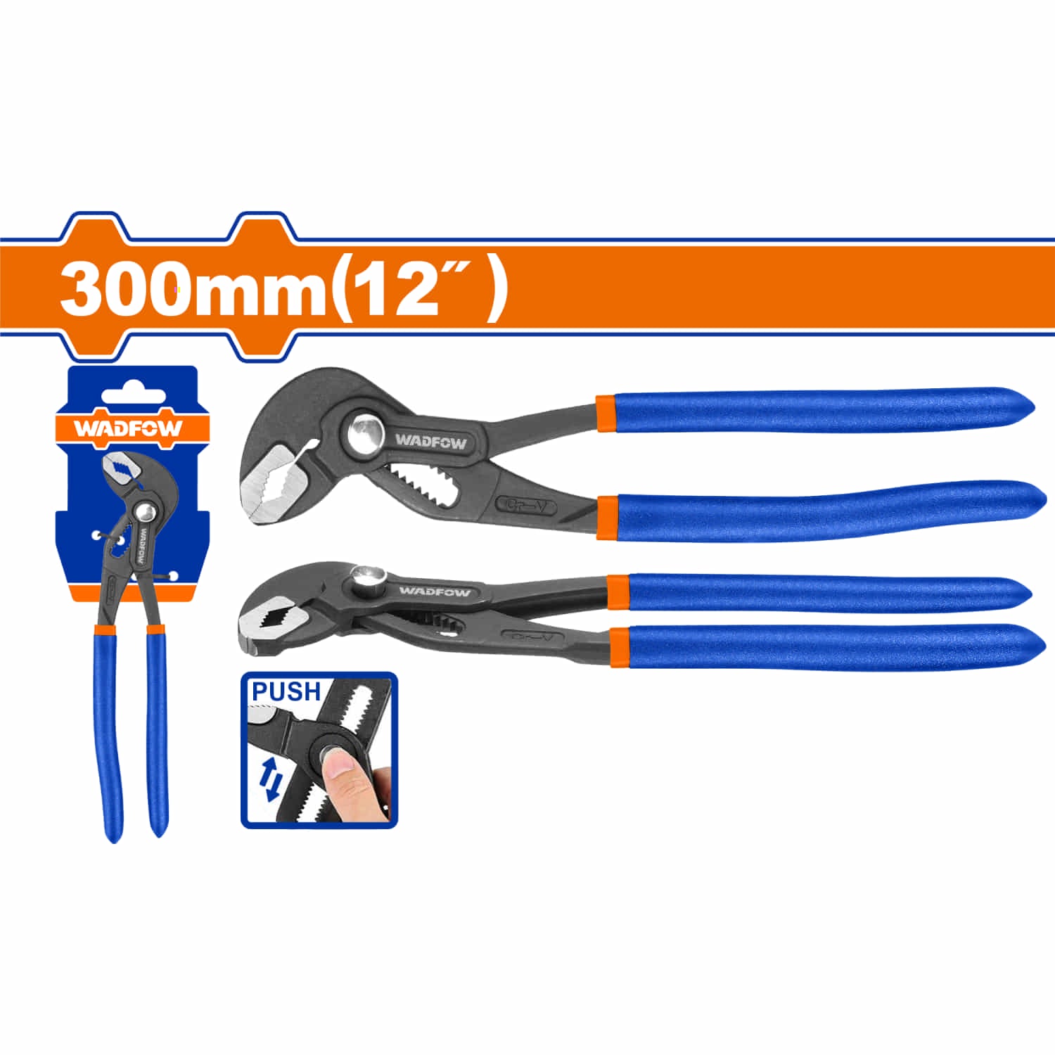 Alicate pico de loro 12" Apertura rápida. Acabado negro y pulido. Mango cómodo. Alicate bomba.