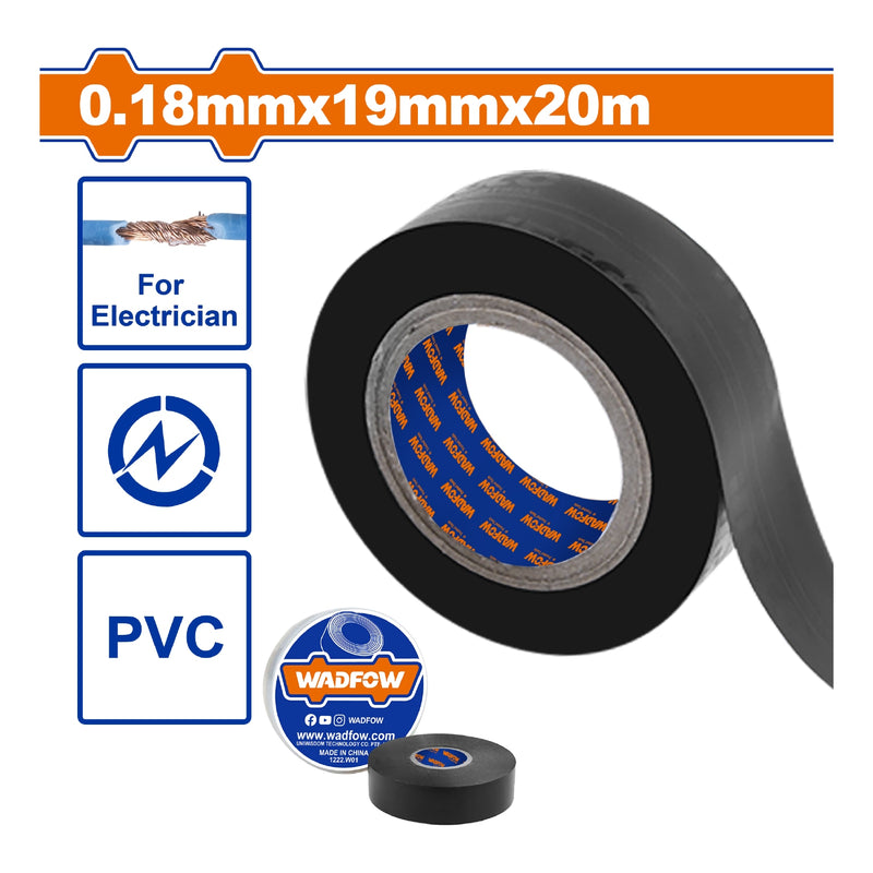 Gutapercha Tape Eléctrico de PVC puro 19mmx20m Color: Negro Cumple con la certificación UL SAA ROSH 2.0 Sim 3M 33+