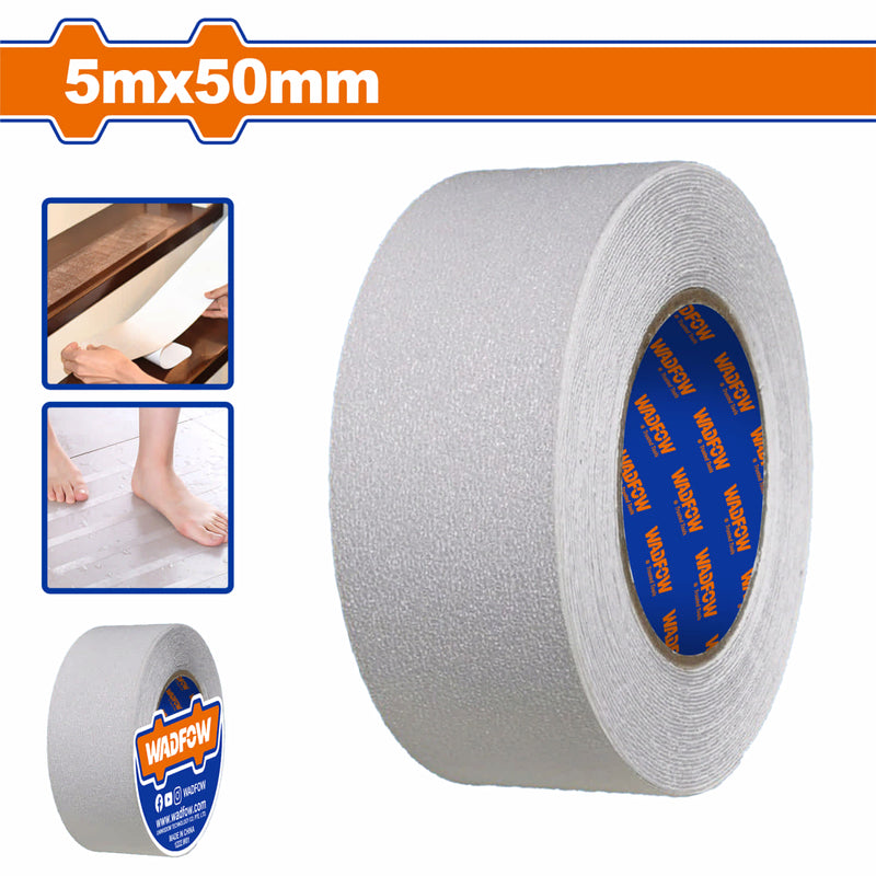 Cinta Tape Antiderrapante Antideslizante para pisos PEVA 5mts largo x2"mm. Esp: 0.72mm. Transparente. Ideal Para Baños, Duchas, Cocinas.