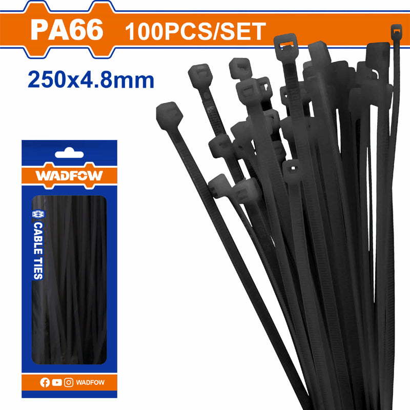 Zunchos Plásticos 100 piezas. Negro. Nylon. Long. 250mm.