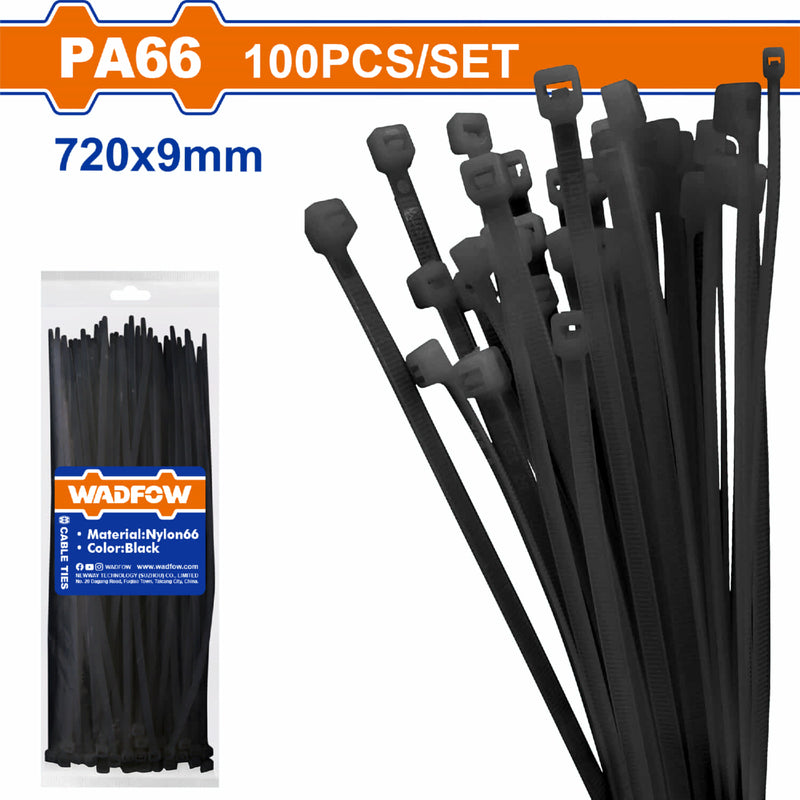 Zunchos Plásticos 100 piezas. Negro. Nylon. Long. 720mm.