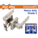 Cerradura De Manigueta cuadrada para puerta entrada. Cilindro De Seguridad. Función Entrada (ET) Espesor: 35-45mm Alta resistencia. Aleación de Zinc.