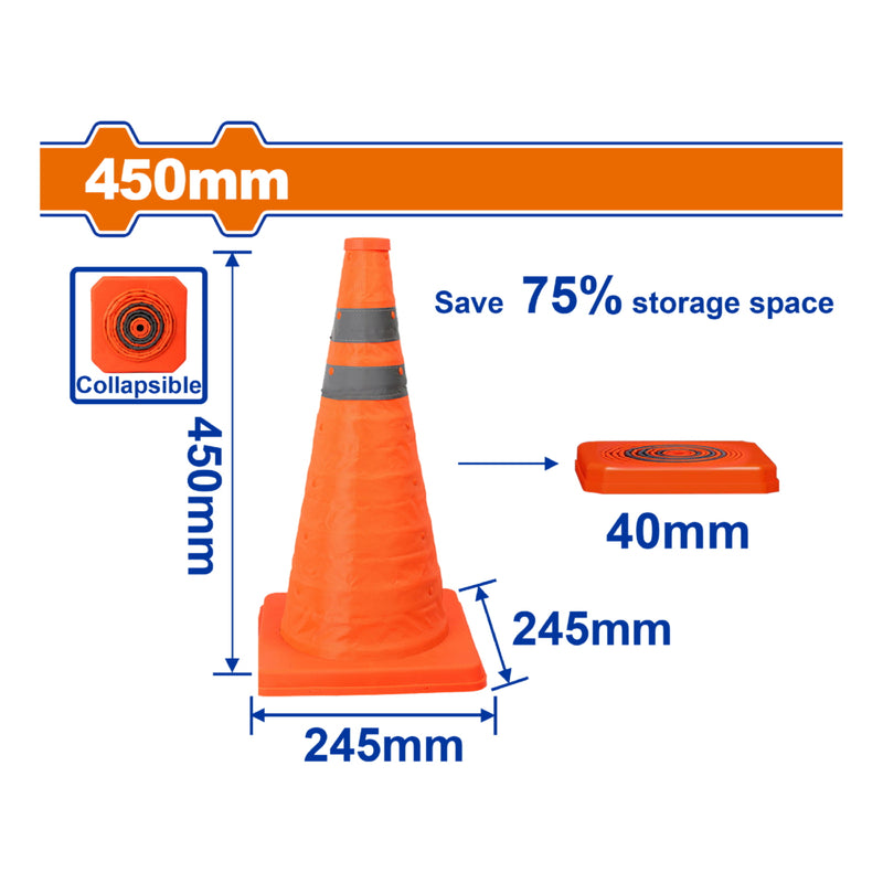Cono De Seguridad Plegable con Bandas Reflectivas (450mm). Ahorra 75% Espacio de Almacenamiento