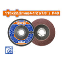Disco Flap de Lija Laminado  4 1/2" 115x22mm, P40. Adecuado para diversos acero alto, fundido y chapa.