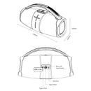 Bocina Bluetooth 5.3 Portátil de 20W RMS. Speaker Parlante Inalámbrico Doble Canal TWS. Altavoz Recargable con Batería de 3600mAh y Asa de Transporte.