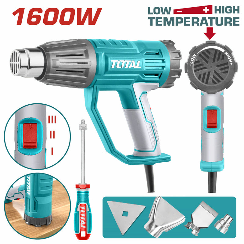 Pistola de calor 1600W Temperatura ajustable con botón giratorio para un control preciso. 110-120V~50/60Hz