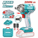 Llave impacto dado cuadrado 1/2" 20V. Brushless sin escobillas. 300Nm. 2 baterías y 1 cargador.