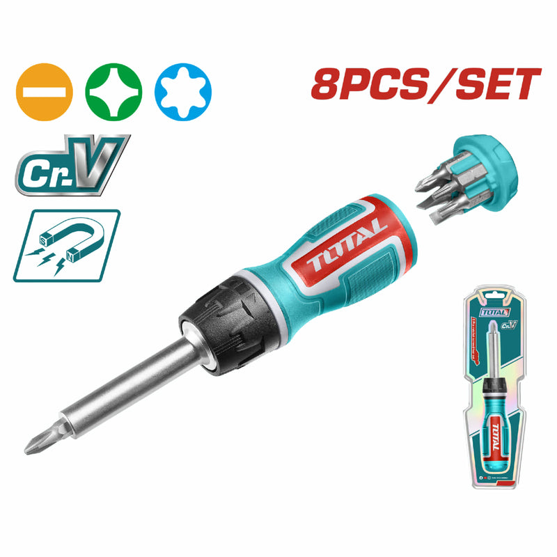 Destornillador con ratchet 8 pcs intercambiables