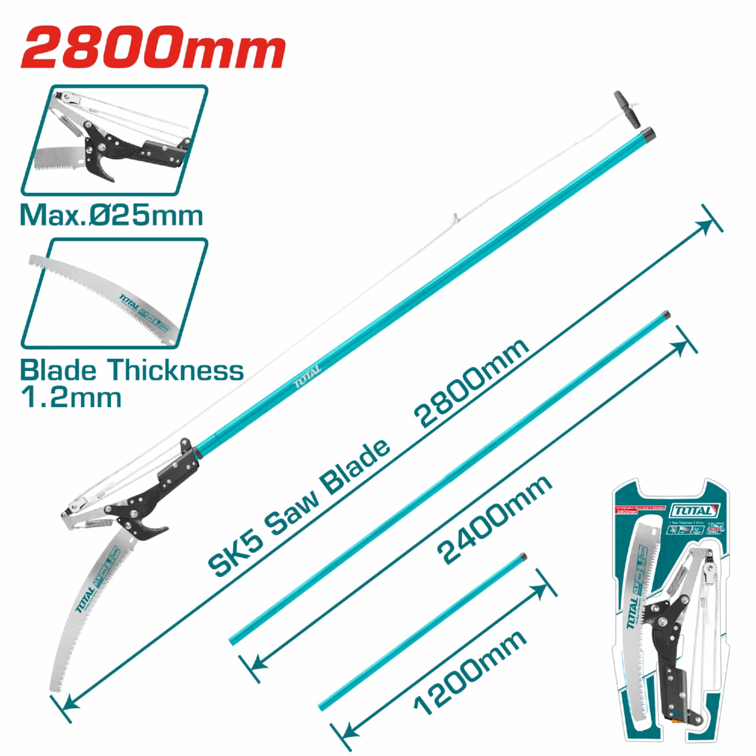 Sierra para Podar 25mm. Sk5 Dientes Triples Rectificados de Precisión (3 bordes).