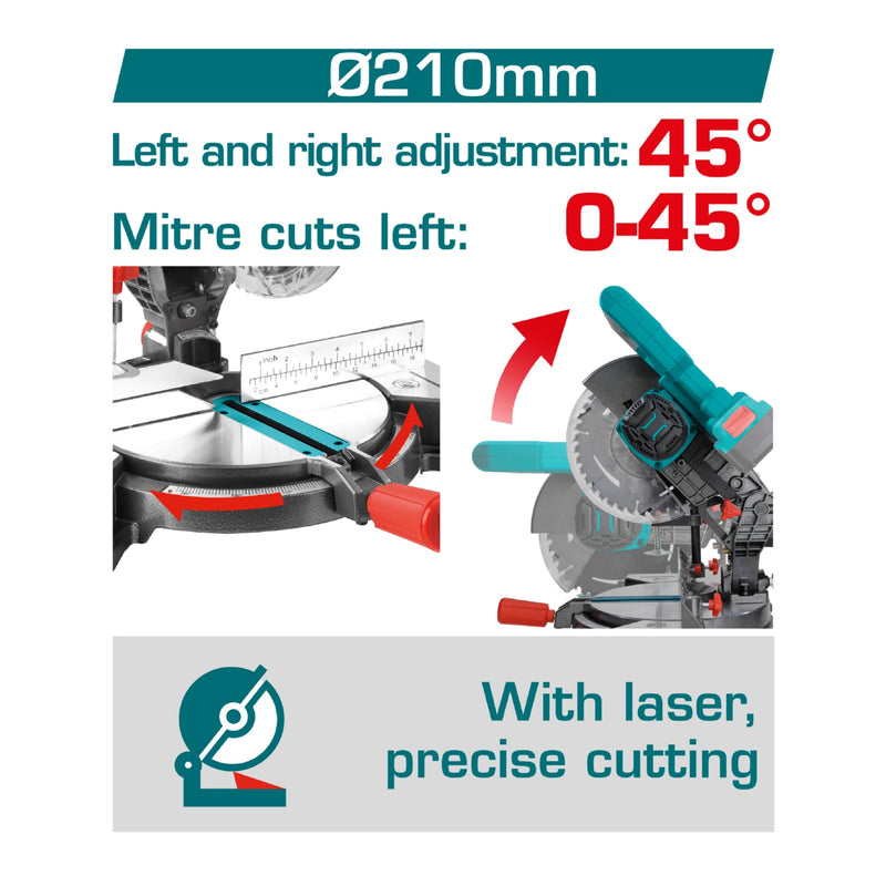Ingleteadora de Batería litio 20V 8-1/4" (210mm) x 25.4mm (1").