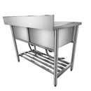 Fregador doble 1200 x 700 x 900 mm. Acero inoxidable. Medida de la Tina 520mm x 520 mm x 300 mm 1.2mm