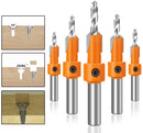 Juego de 5 brocas HSS de avellanado para carpintería de vástago de 8mm.