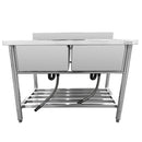 Fregador doble 1200 x 700 x 900 mm. Acero inoxidable. Medida de la Tina 520mm x 520 mm x 300 mm 1.2mm