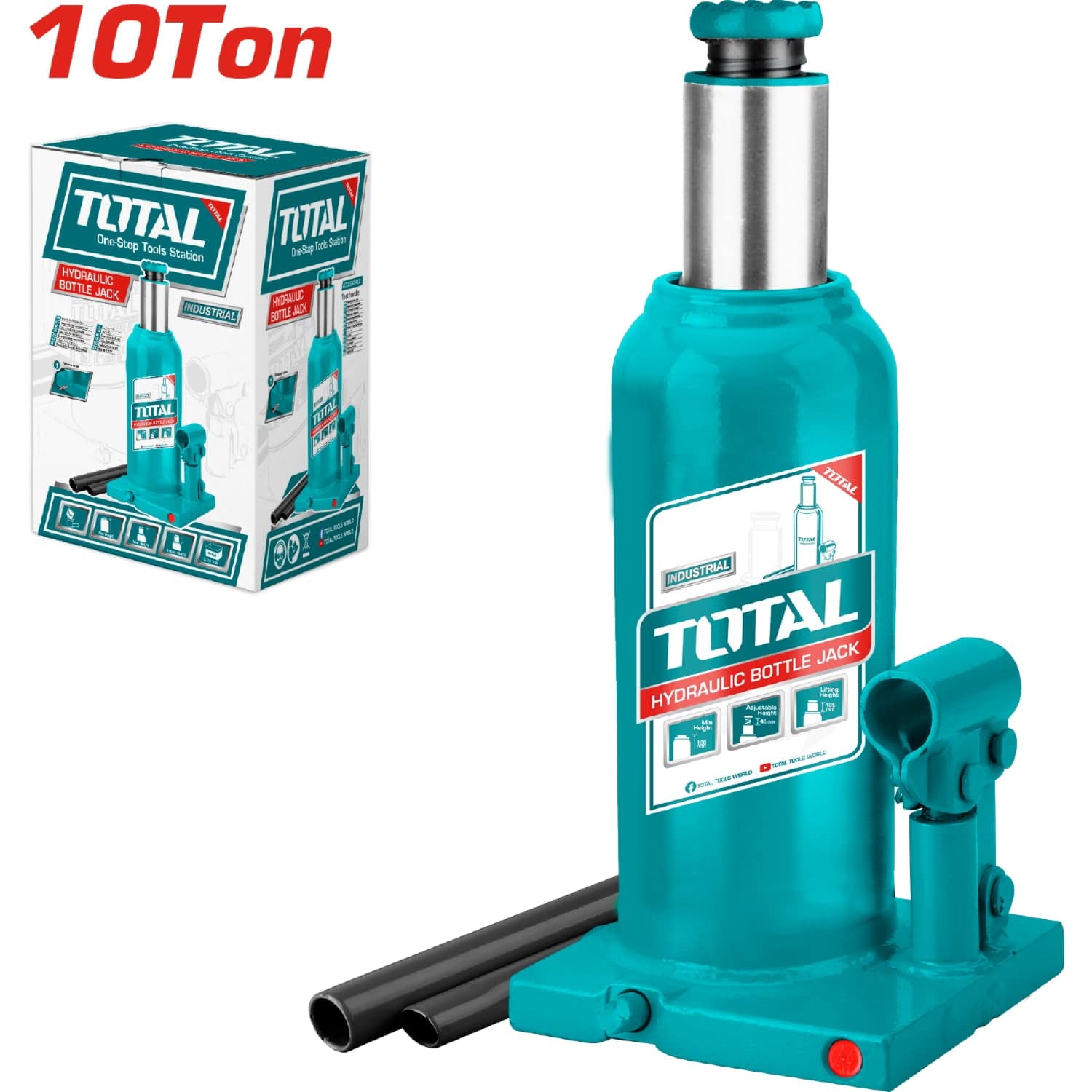 Gato Hidraulico Botella,10Ton C/Valv De Seguridad,Alt Min230mm Max460mm,Recorrido 230Mm,Peso 6.5Kg