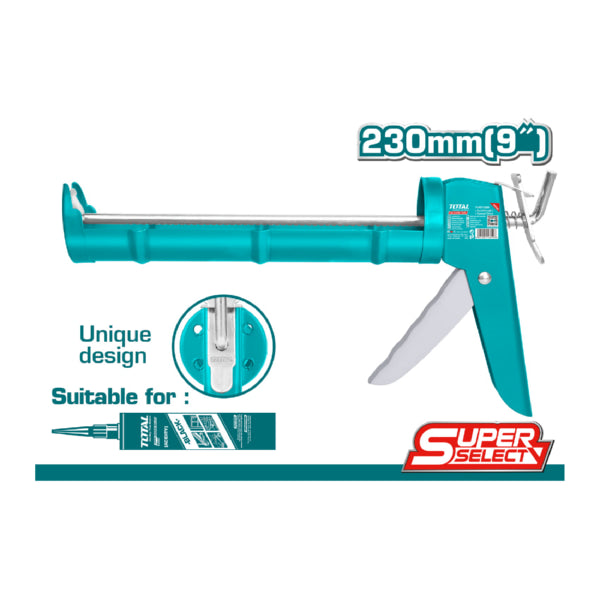 Pistola Calafateadora de 9" para usar con Silicón. Hecha de Aluminio. Diseño único.