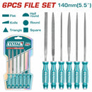 Juego de 6 limas delgadas 140x3 mm plana, redonda, media caña cuadrada triangular y conica
