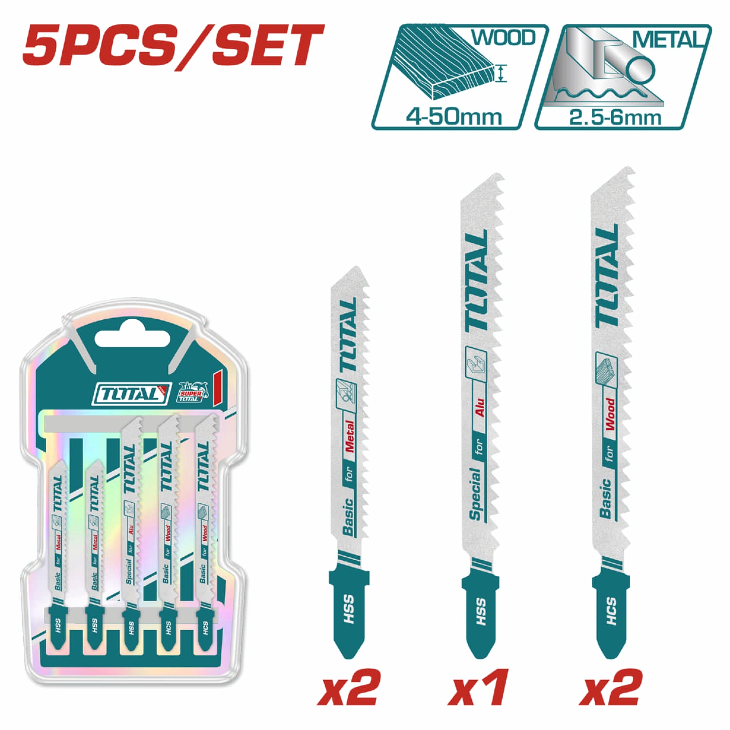 5pza juego de cuchillas mixtas  2 madera, 2 metal, 1 aluminio Alta calidad igual a Irwin.