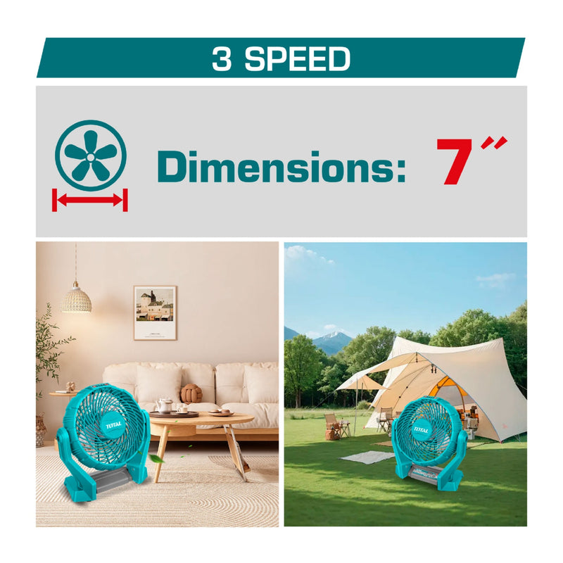 Abanico 7" de Bateria Lithium-ion 20V inalámbrico TOTAL