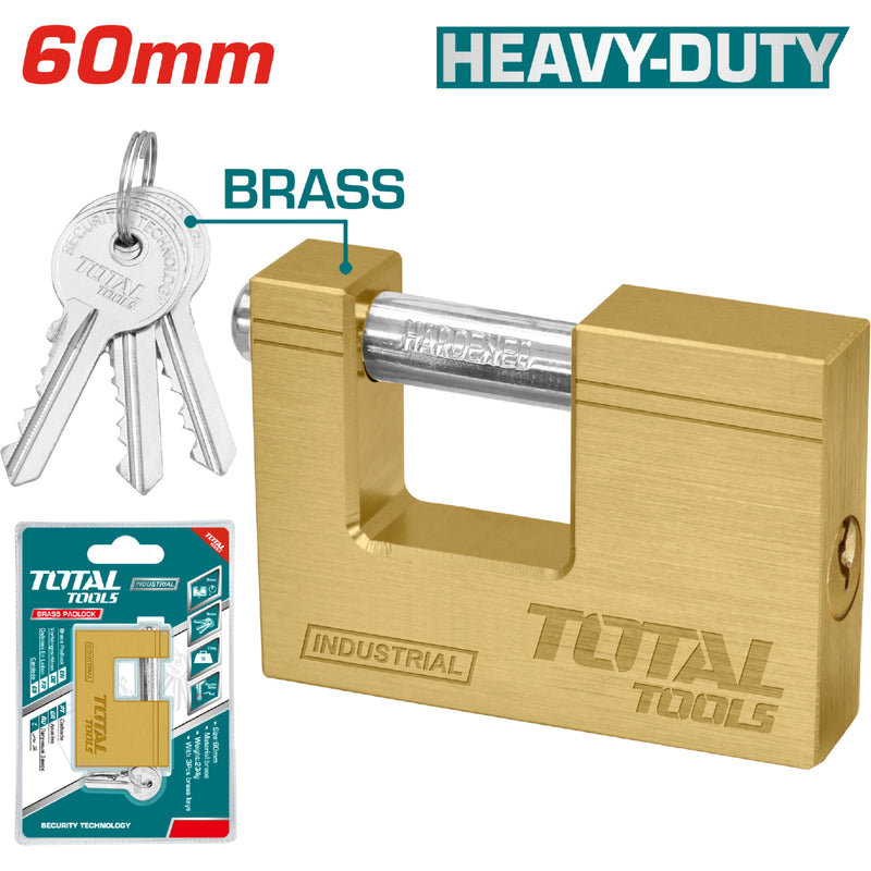 Candado bronce rectangular HeavyDuty. 60 mm. 234 g. con 3 llaves. Misma calidad que Yale