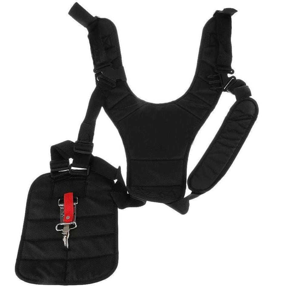 Soporte Colgador Arnés para cargar desmalezadora wira corta grama de nylon. Color negro.