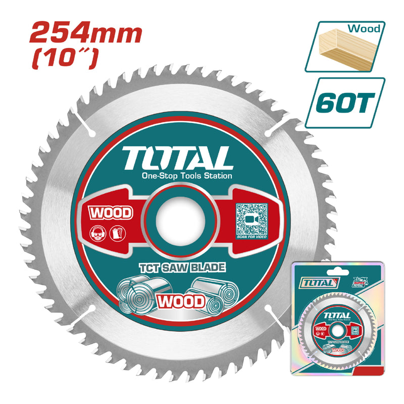 Disco corte madera 254mm(10") 60T,Anillo reductor(mm) 25.4;16