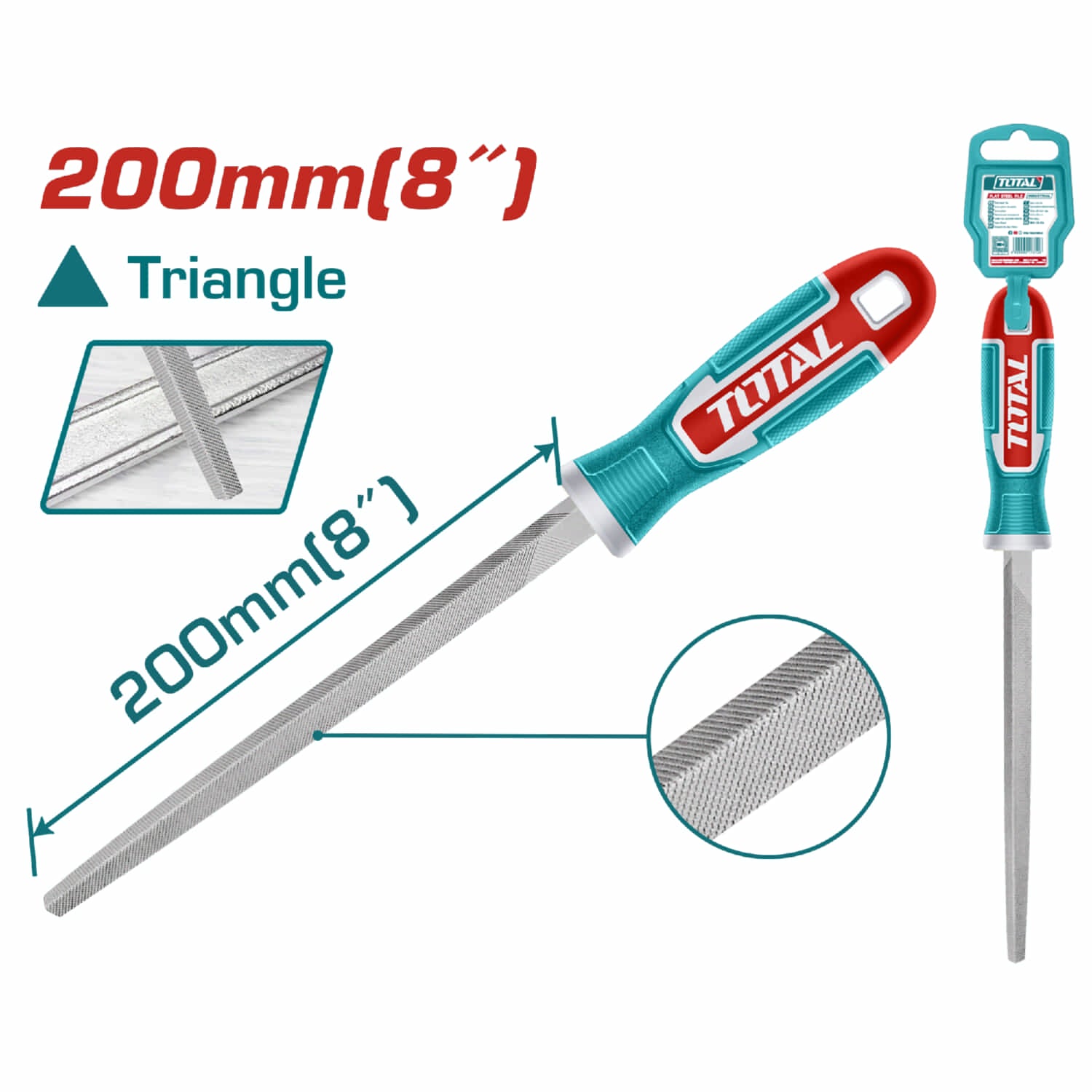 Lima triangular para acero. Largo 200 mm. Acero T12.