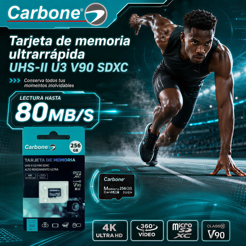 Tarjeta De Memoria microSD 256 GB. Compatible Con 4K Ultra HD Para Cámaras De Seguridad, Dash Cam, Celular Y Tablet.