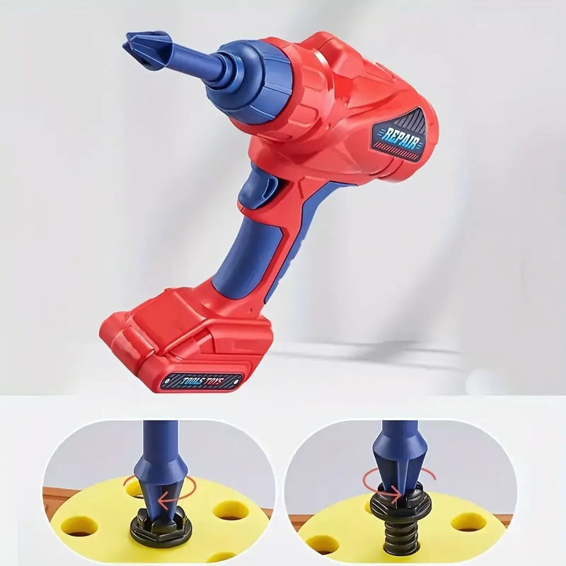 Herramientas de Juguete para Niños. Set de 47 Piezas con Taladro Eléctrico y Casco. Juego de Construcción Educativo.