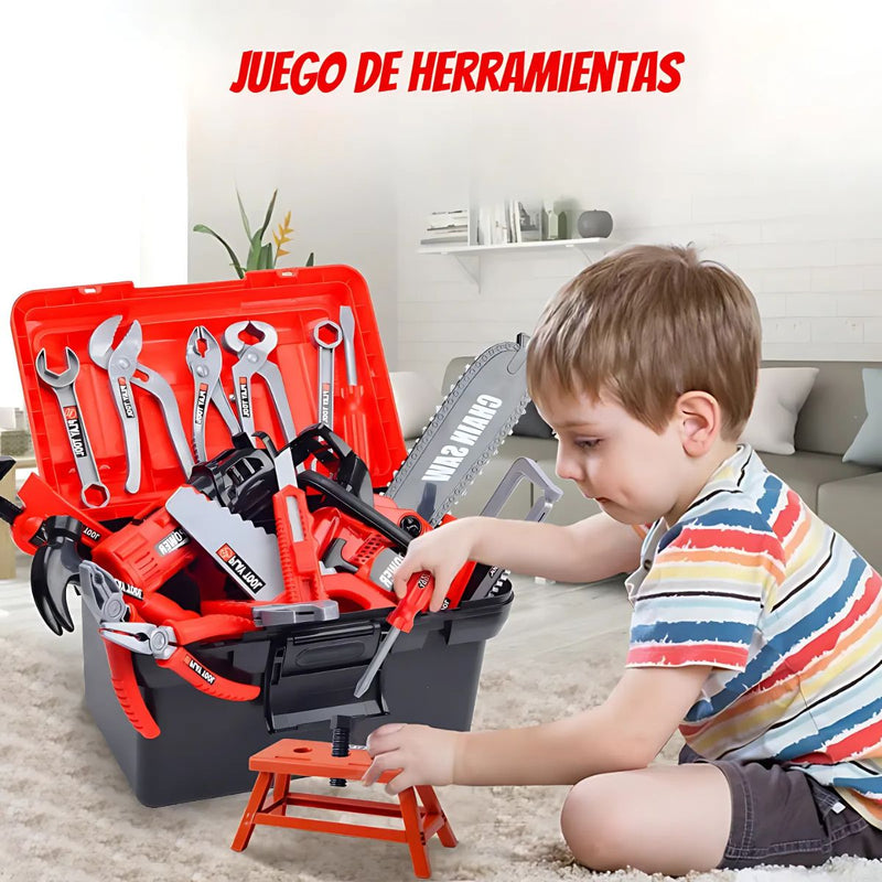 Herramientas de Juguete para Niños. Set de 69 Piezas con chaleco y Casco. Juego de Construcción Educativo.