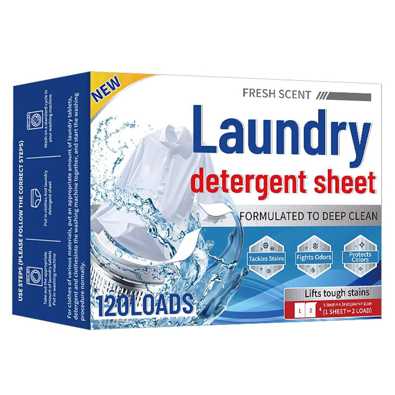 Hojas de Detergente Ultrafinas y Concentradas – Se Disuelven en Lavadora (Pack de 120). Deja la ropa olorosa y suave. Jabón para lavar