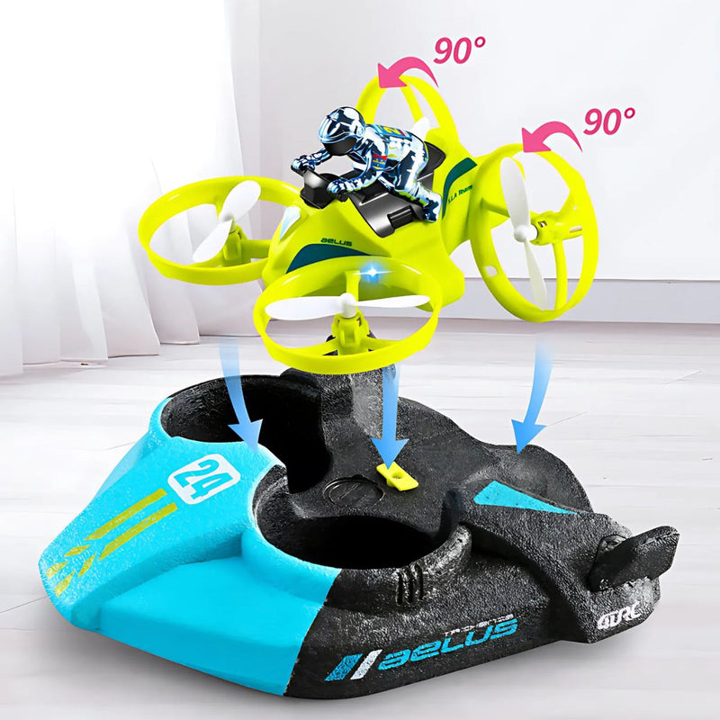 Juguete 3 en 1 para Niños con Control Remoto: Auto, Dron Volador y Lancha Acuática.