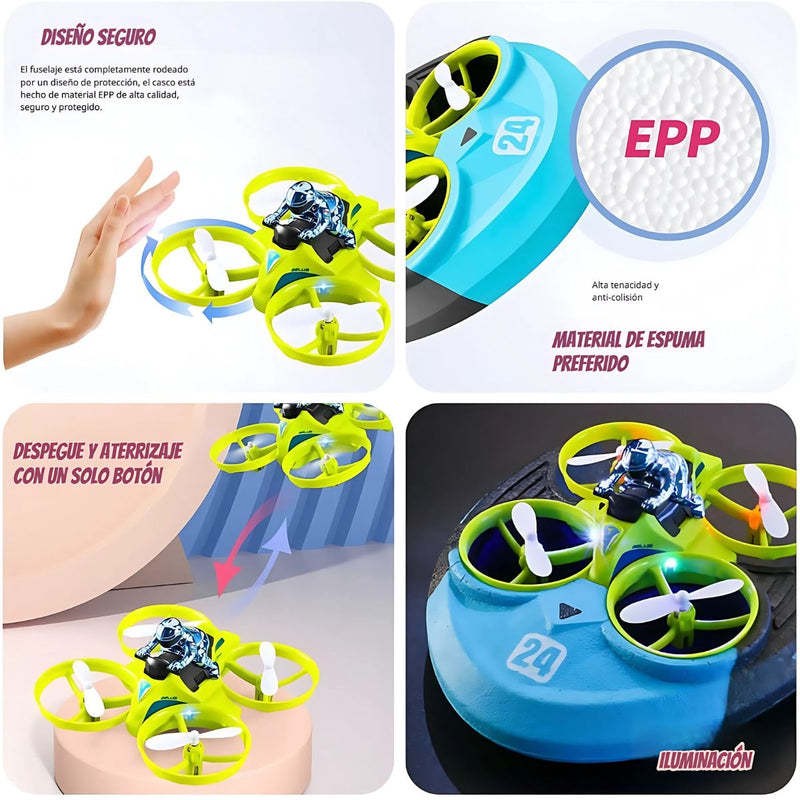 Juguete 3 en 1 para Niños con Control Remoto: Auto, Dron Volador y Lancha Acuática.